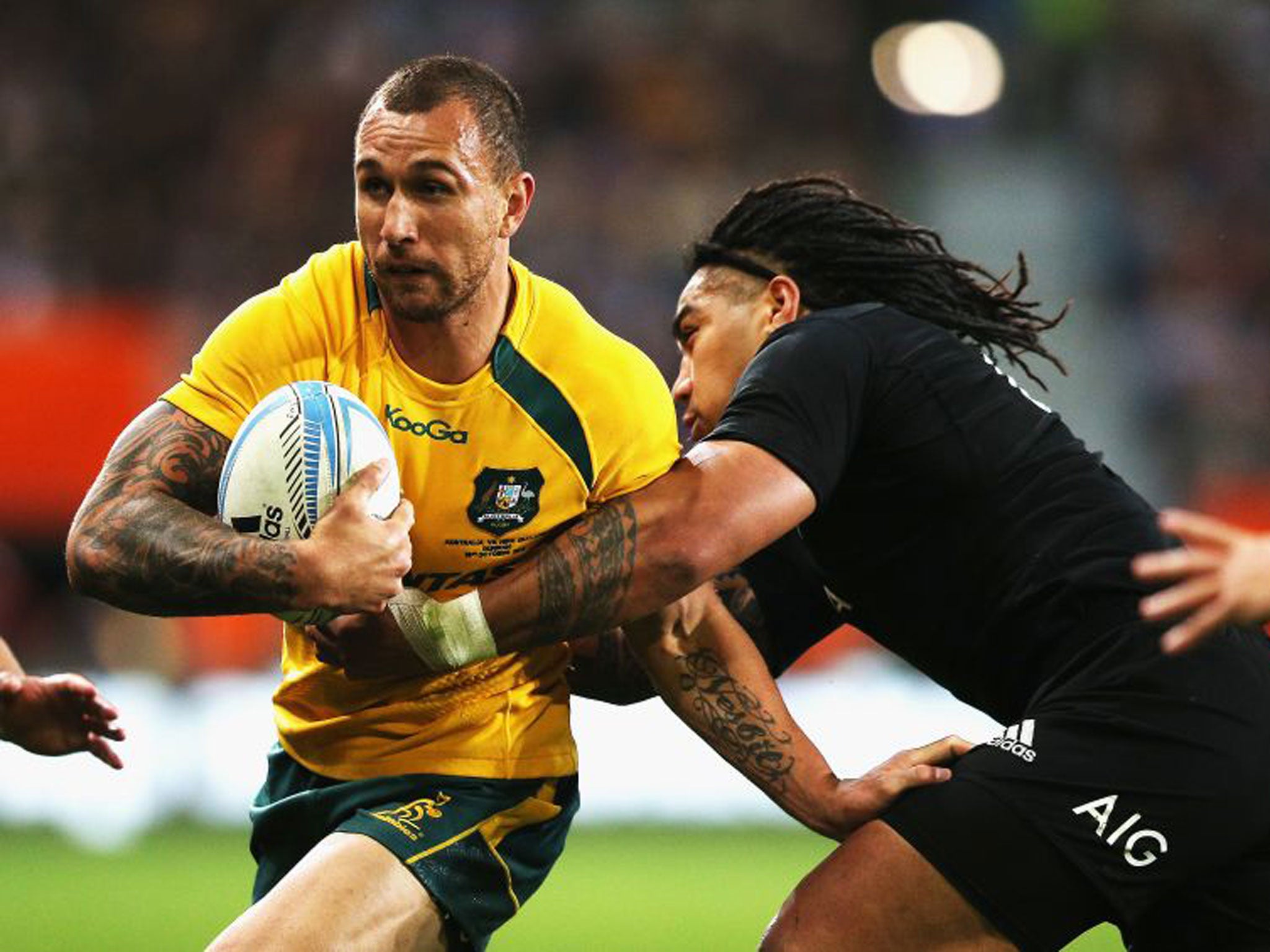 Quade Cooper (left) had his finest game for Australia against New Zealand recently, according to Mortlock