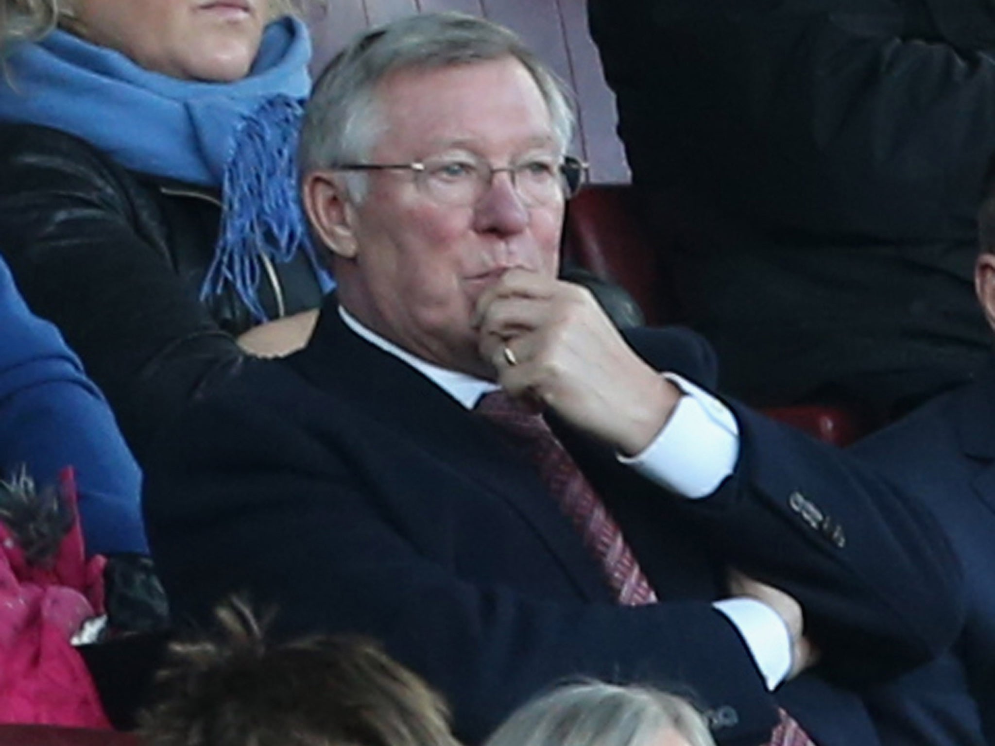 Sir Alex Ferguson looks on from the stands during Manchester United's 3-2 victory over Stoke