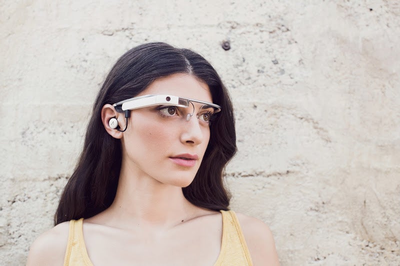 The updated Google Glass comes with an earbud instead of bone conductor headphones.