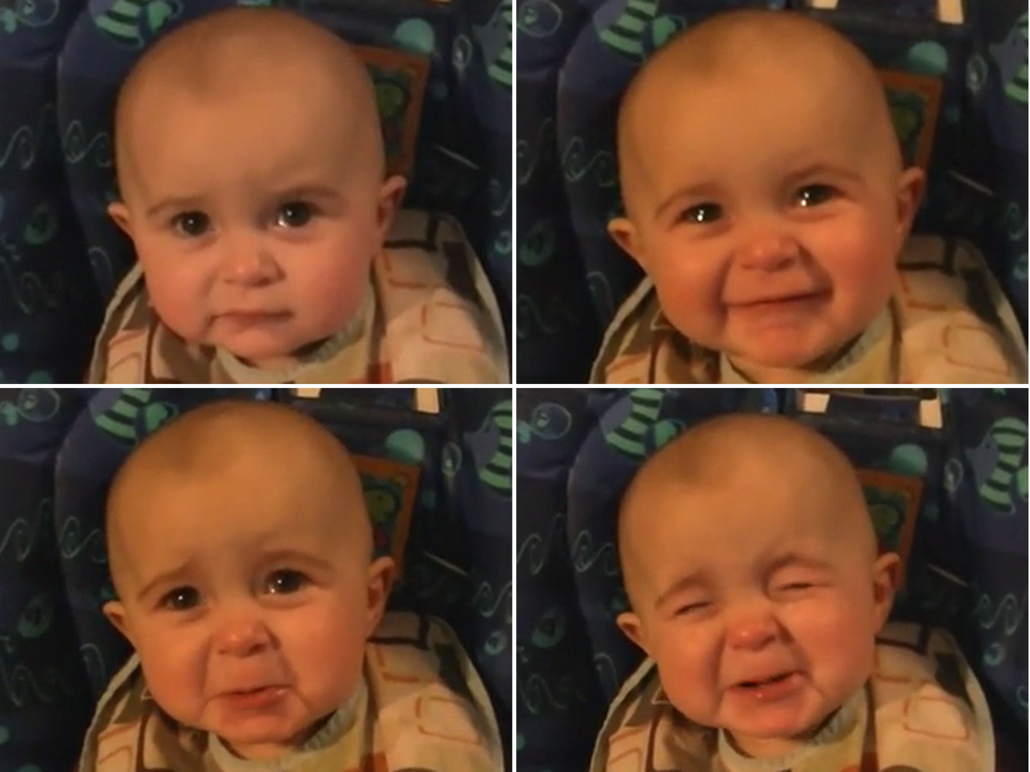 Emotional 10-months-old baby girl reacts to her mother's singing