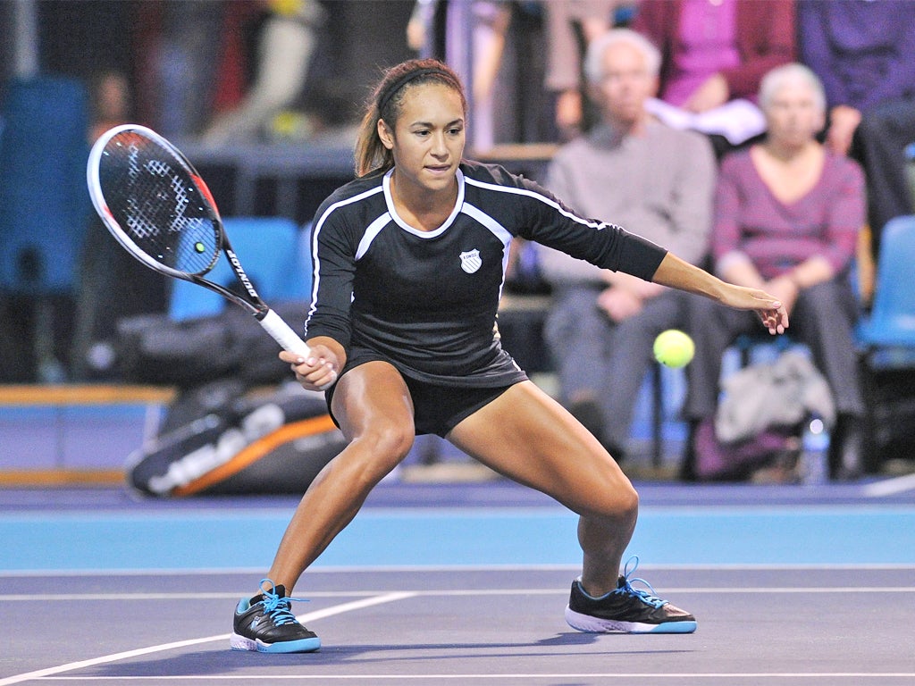 Heather Watson competes at the Tarka Tennis Centre in Barnstaple on the ITF circuit, a step down from the WTA tour she used to play on