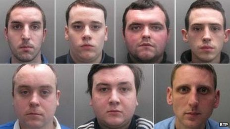 Six of the group were jailed and a seventh handed a suspended sentence