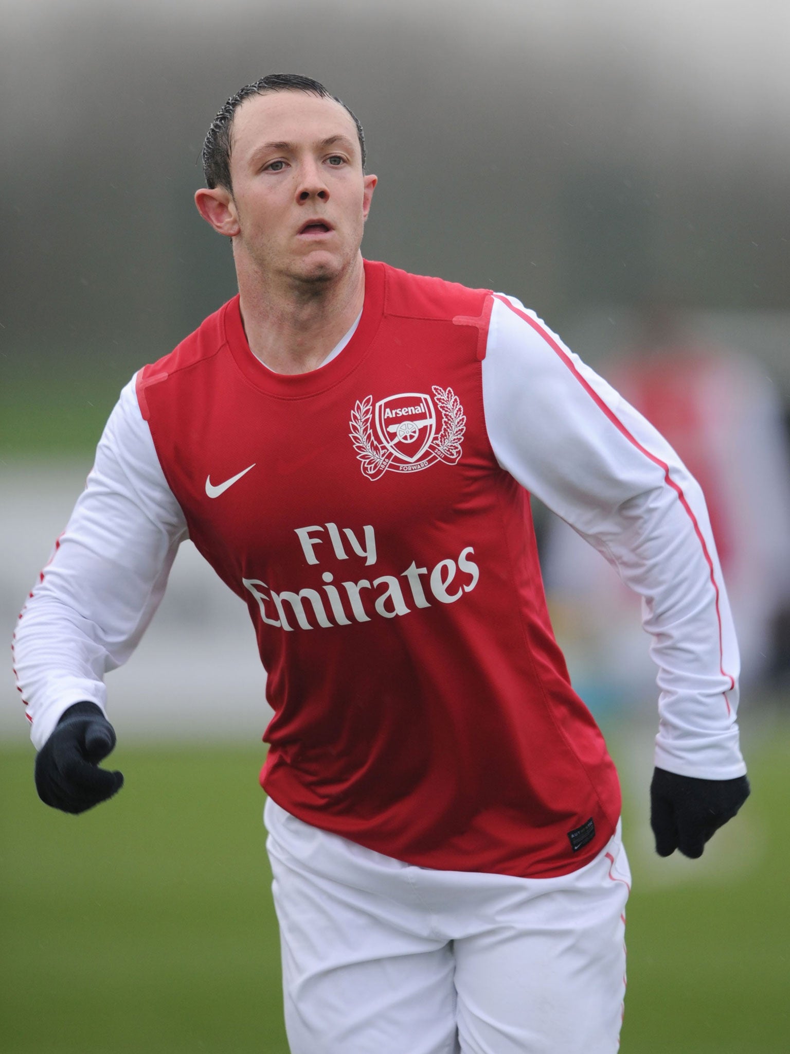 Rhys Murphy in action for Arsenal reserves in 2011
