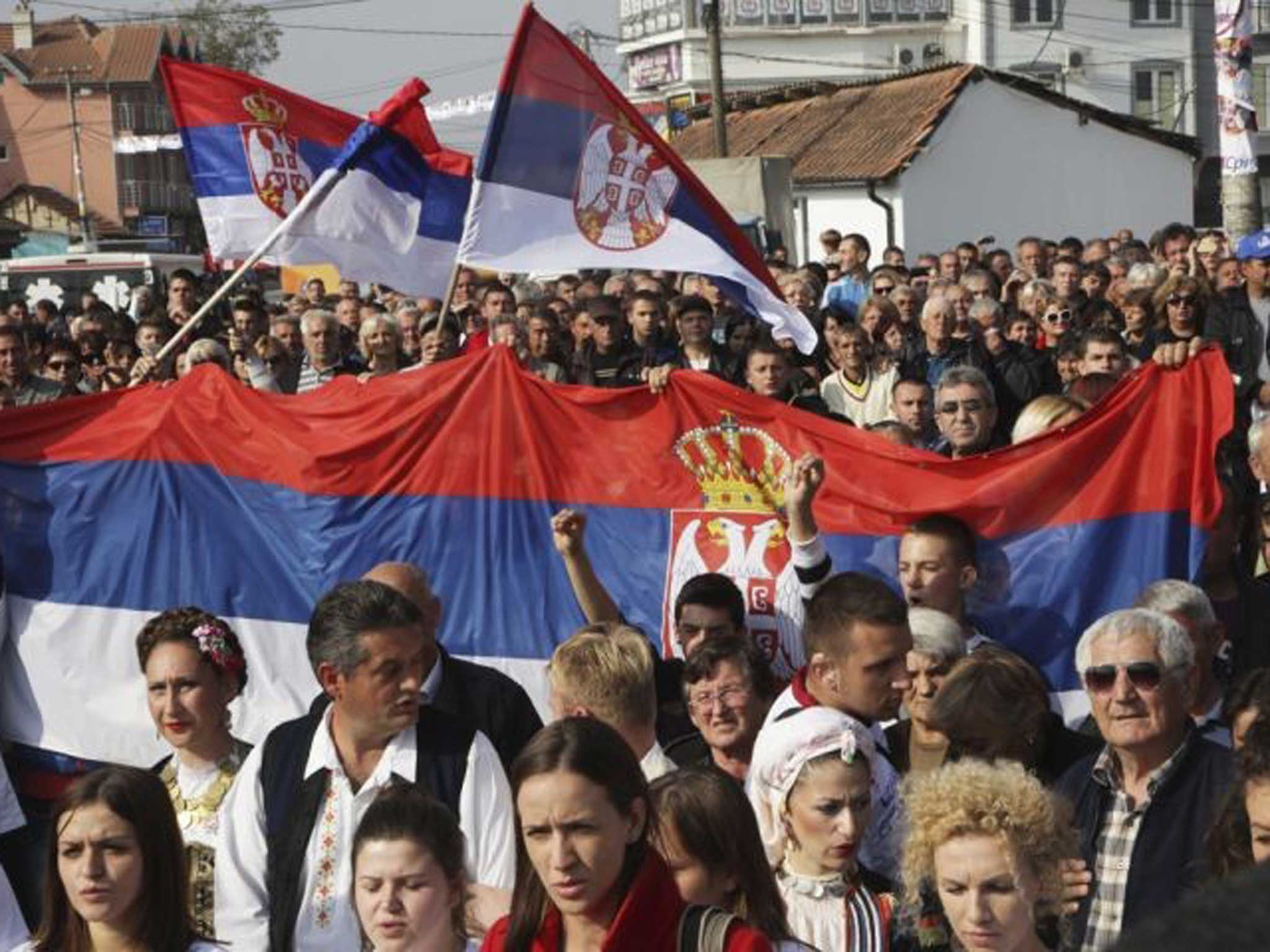 Taking sides: a rally by Kosovo Serbs