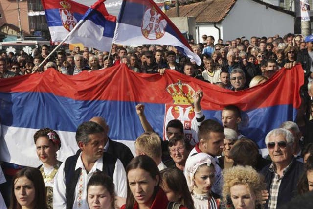 Taking sides: a rally by Kosovo Serbs 