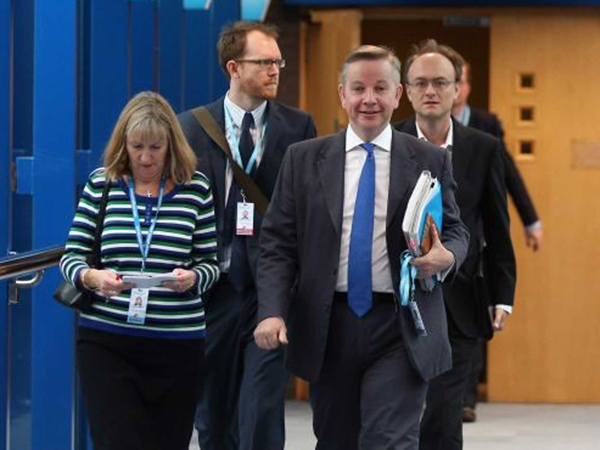Inside man: Dominic Cummings (pictured far right) is Gove's special advisor