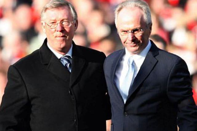Sir Alex Ferguson (left) with Sven Goran-Eriksson during the Swede's time as Manchester City manager