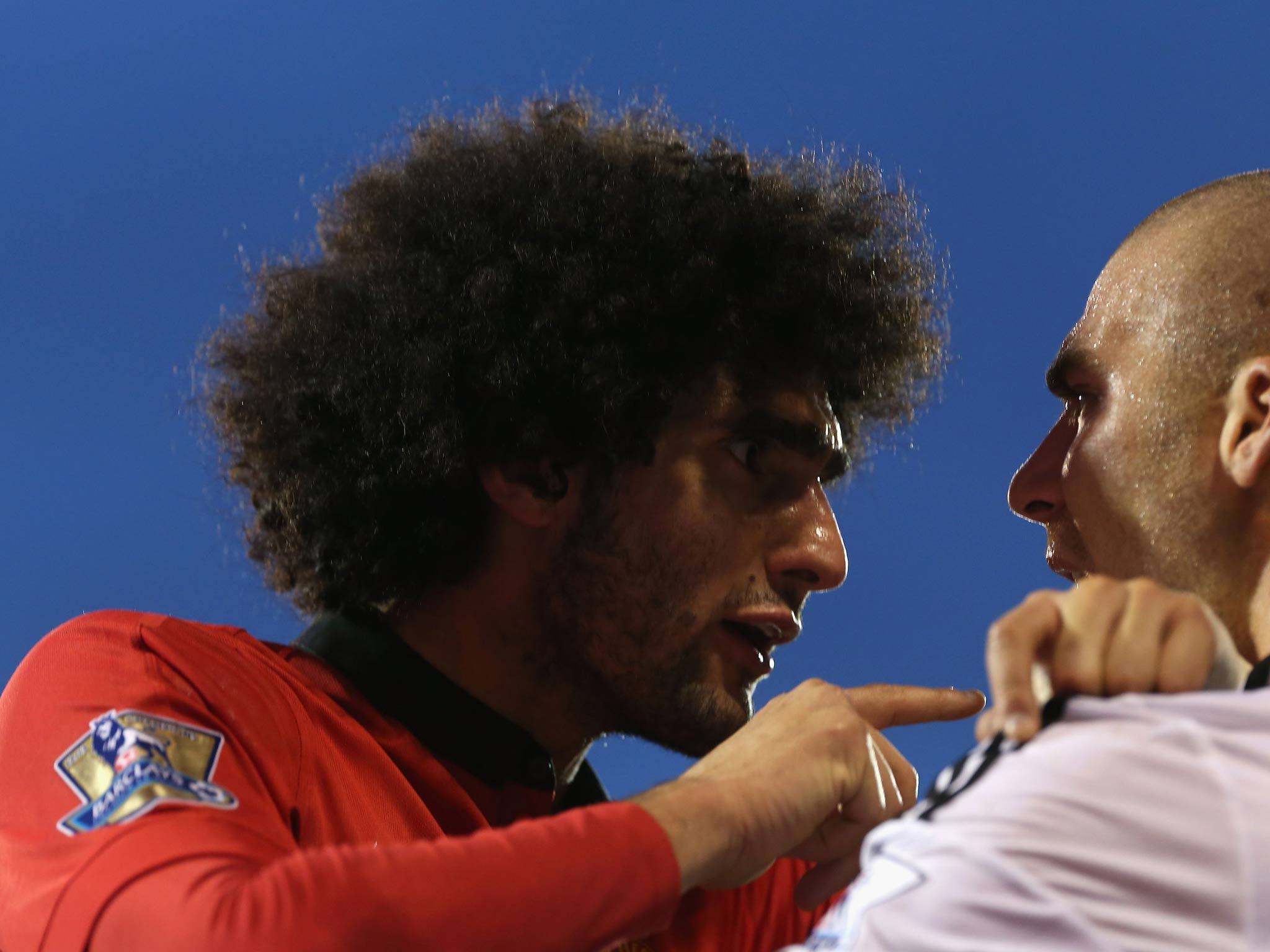 Marouane Fellaini pictured in Manchester United's win over Fulham