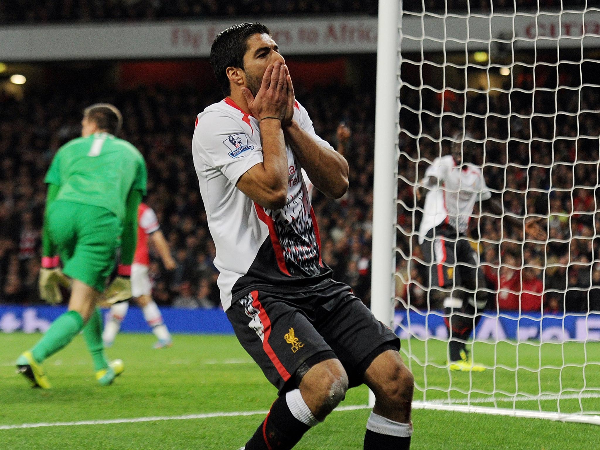 Luis Suarez in the defeat to Arsenal