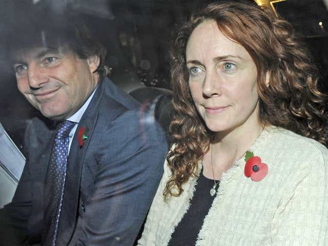 Former Chief Executive of News International, Rebekah Brooks and her husband Charlie leave the Old Bailey 