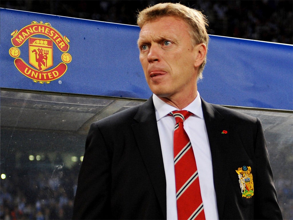 David Moyes watches on from the Manchester United dugout (Getty)