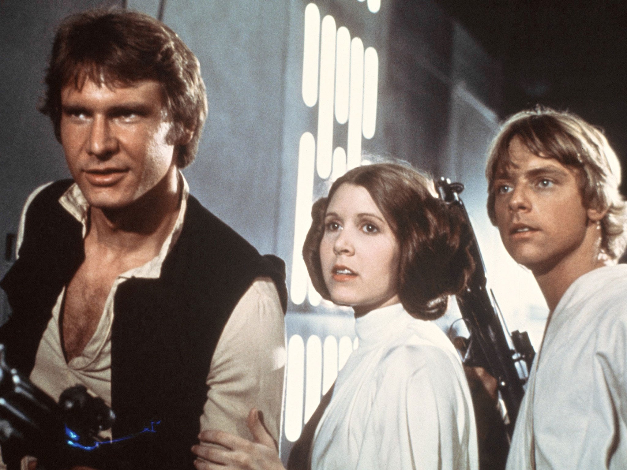 The original Star Wars trio of Harrison Ford, Carrie Fisher and Mark Hamill