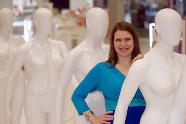 Jo Swinson at the Debenhams store in Oxford Street, London, at the launch of their size 16 mannequin range