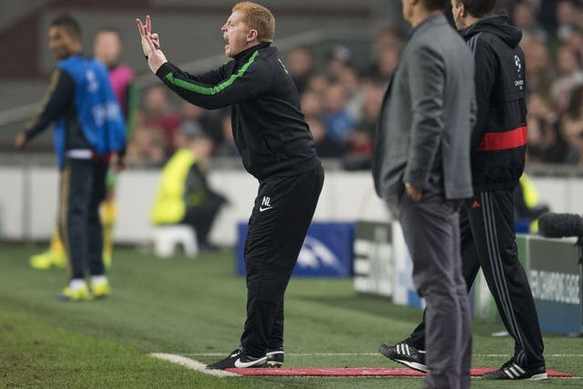 Celtic manager Neil Lennon reacts during his sides 1-0 defeat to Ajax in the Champions League