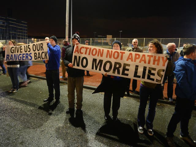 Rangers fans protest against how their club is being run