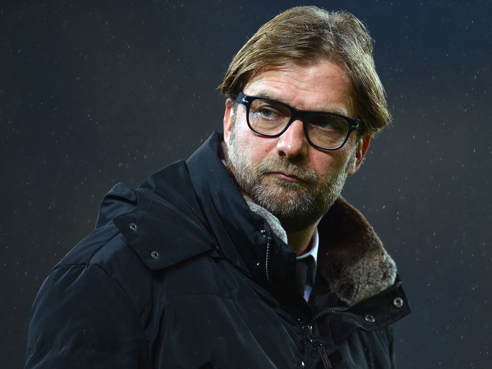 Jurgen Klopp looks on during Borussia Dortmund's 1-0 defeat by Arsenal on Wednesday night
