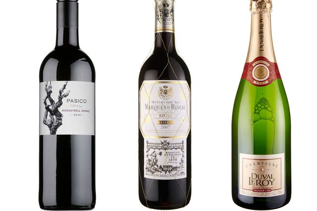 2012 Pasico Old Vine Monastrell Shiraz; 2008 Marqués de Riscal Rioja Reserva; Duval-Leroy Fleur de Champagne