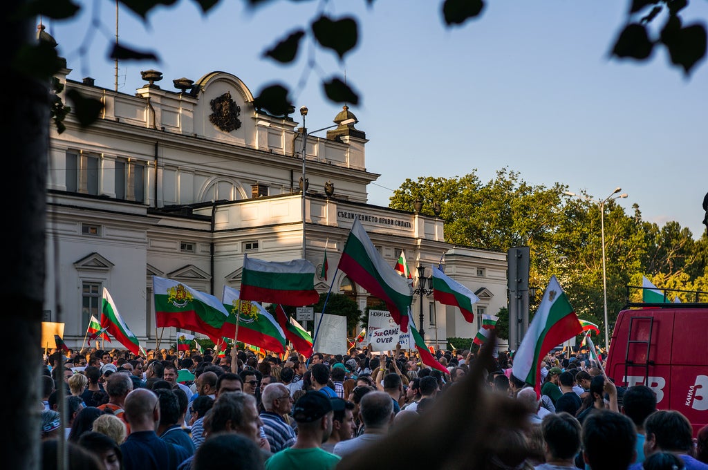 Protesters in Sofia earlier this year