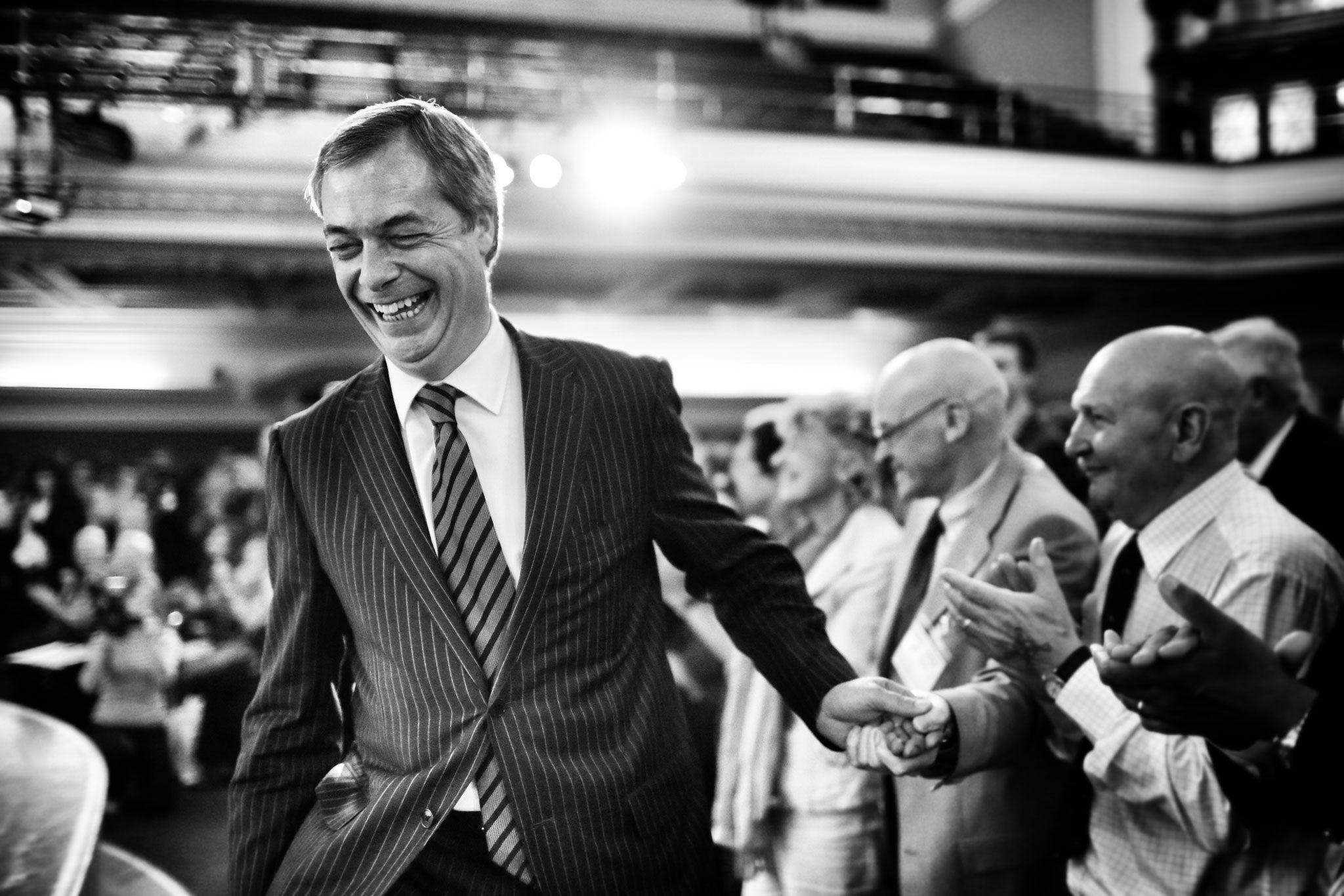 Nigel Farage receiving a warm welcome at the Ukip annual conference at Westminster Central Hall, in September