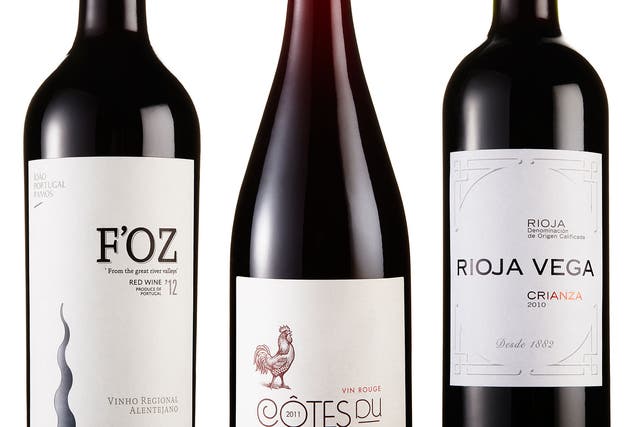F'Oz Alentejo Red 2011; C?tes du Luberon Rouge 2011; Rioja Vega Crianza 2009/10