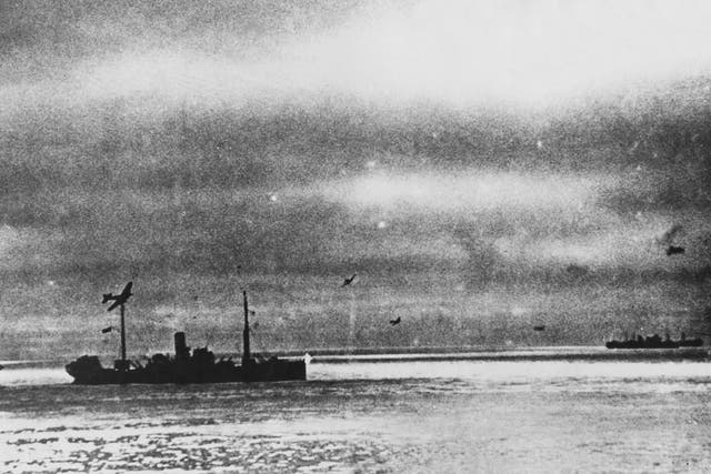 Allied World War II convoy PQ 17 is attacked by German torpedo aircraft on its way across the Arctic Ocean from Hvalfjord in Iceland to Arkhangelsk in the Soviet Union, in July 1942