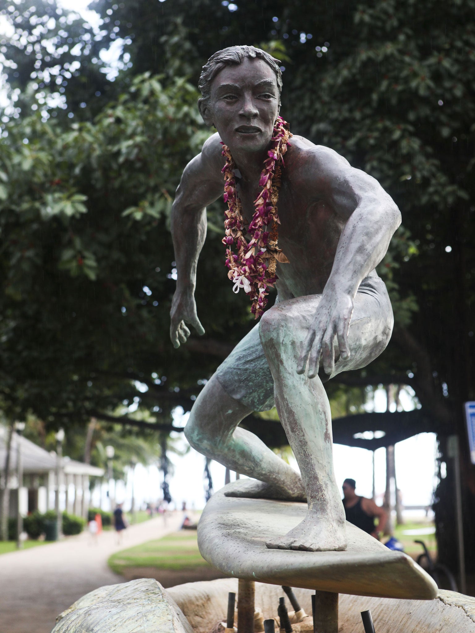 A statue of surfing legend Eddie Aikau, Honolulu