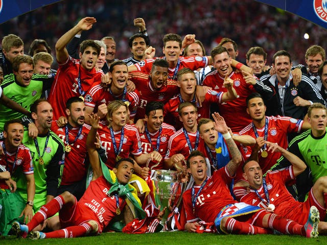 Bayern Munich celebrate winning the Champions League at Wembley in May