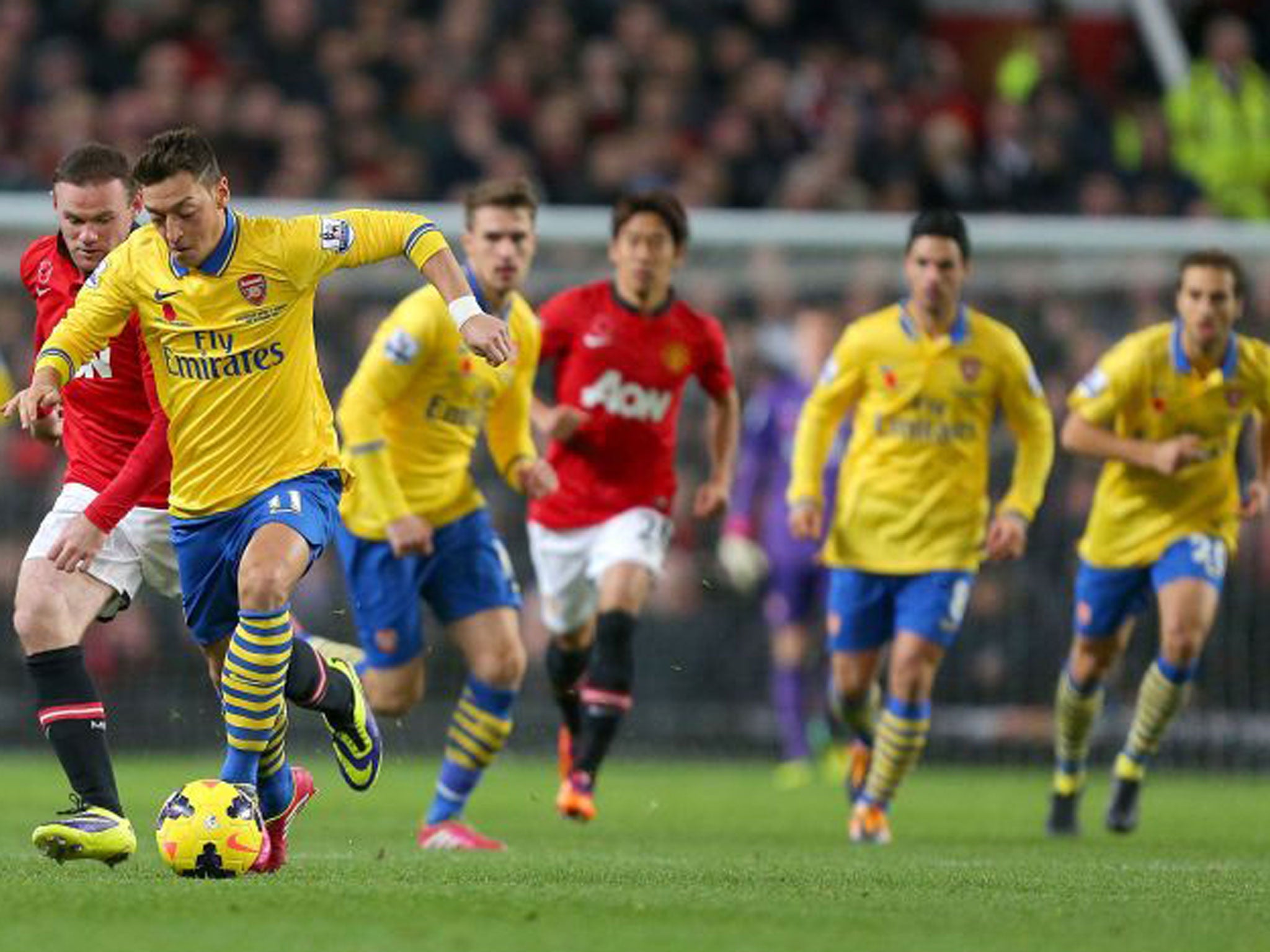 Arsenal’s Mesut Ozil lacked his usual sureness of touch on the ball in the defeat at Old Trafford on Sunday