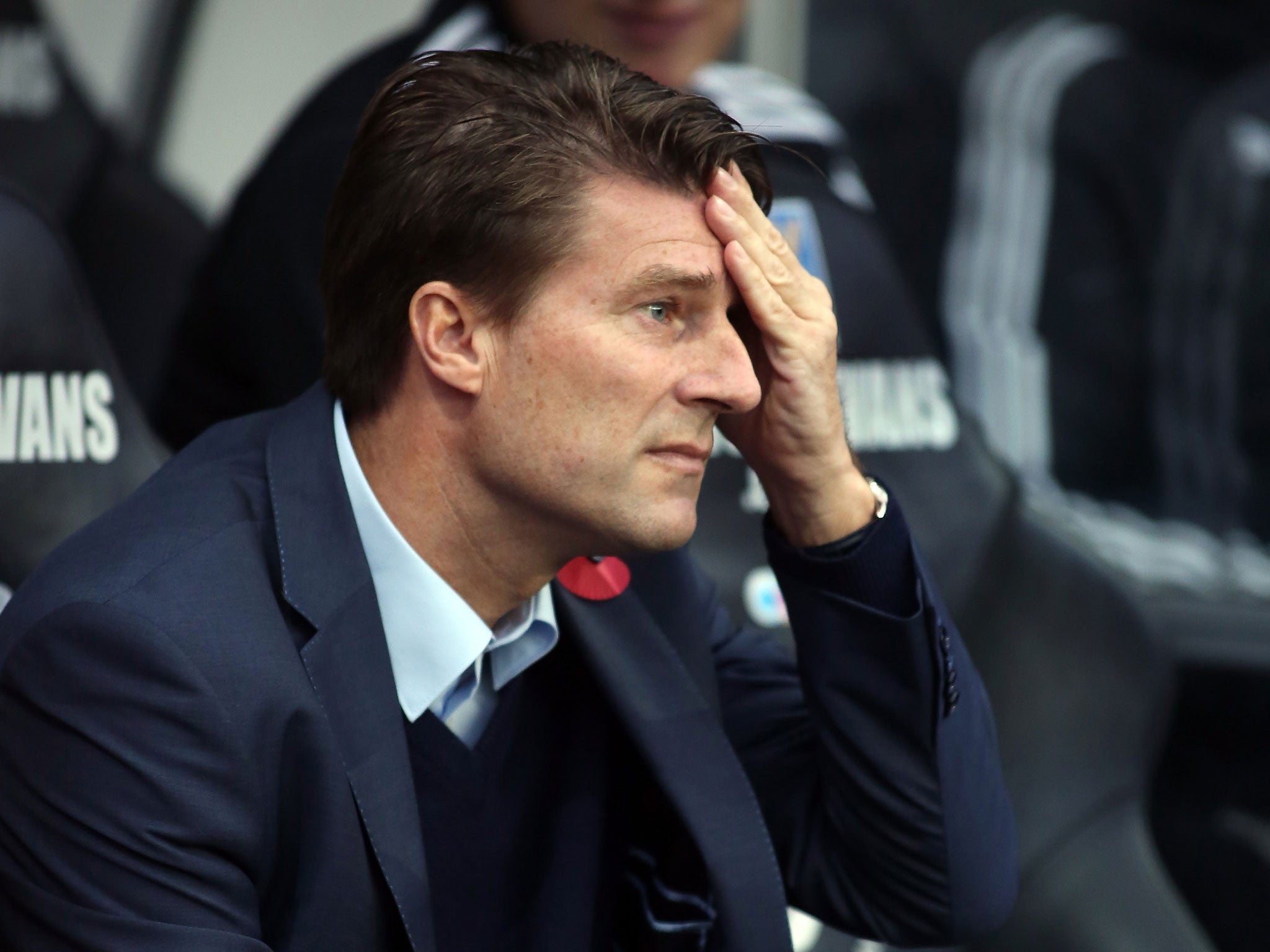 Swansea manager Michael Laudrup looks on during the 3-3 draw