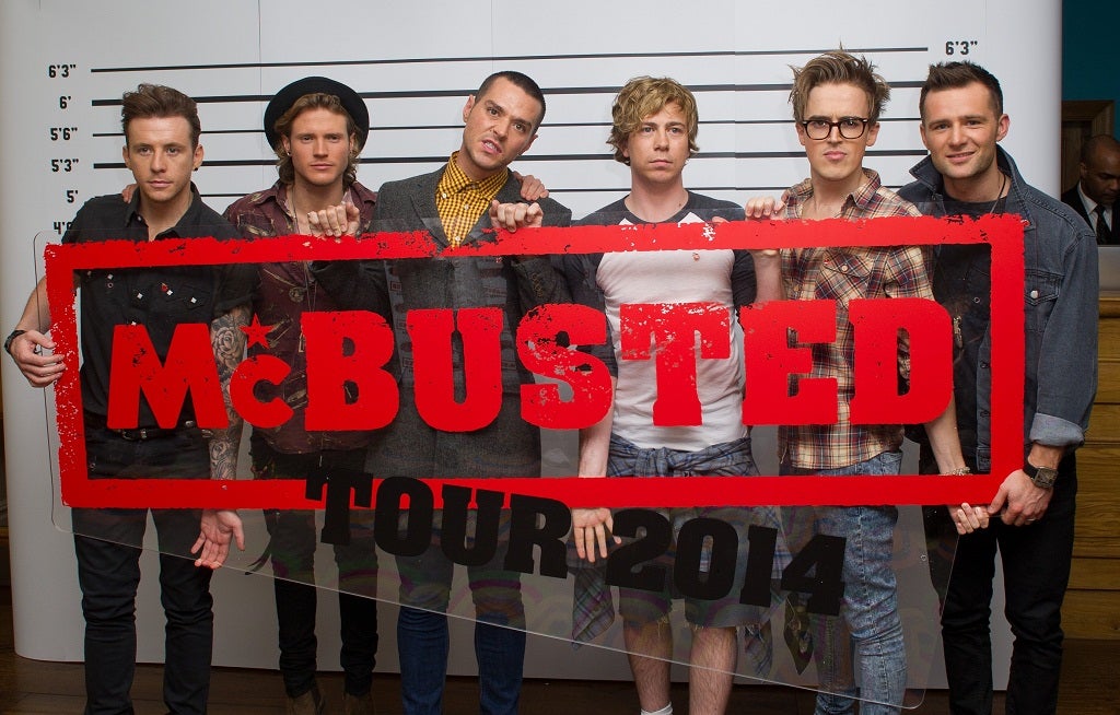 Busted and McFly attend a press conference to announce the McBusted 2014 arena tour at the Soho Hotel on 11 November 2013