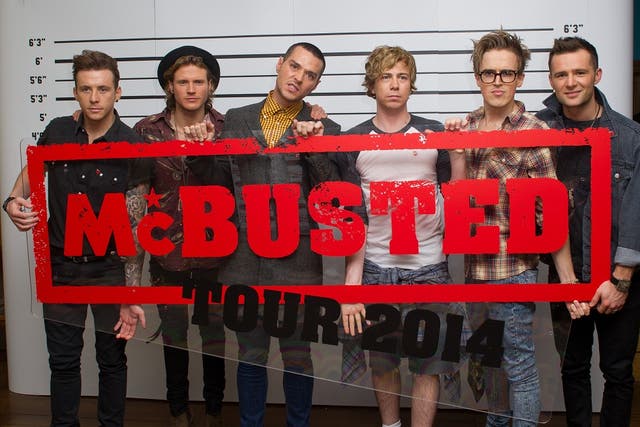 Busted and McFly attend a press conference to announce the McBusted 2014 arena tour at the Soho Hotel on 11 November 2013 