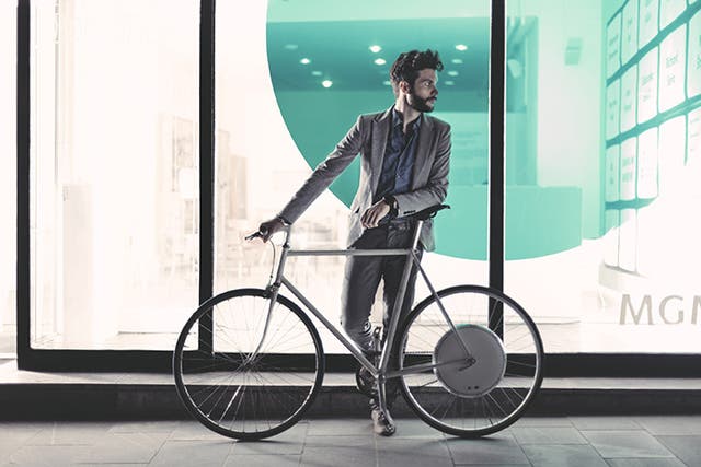 The Smart Wheel is a pedal assist motor, which means it only engages when the cyclists is pedalling.