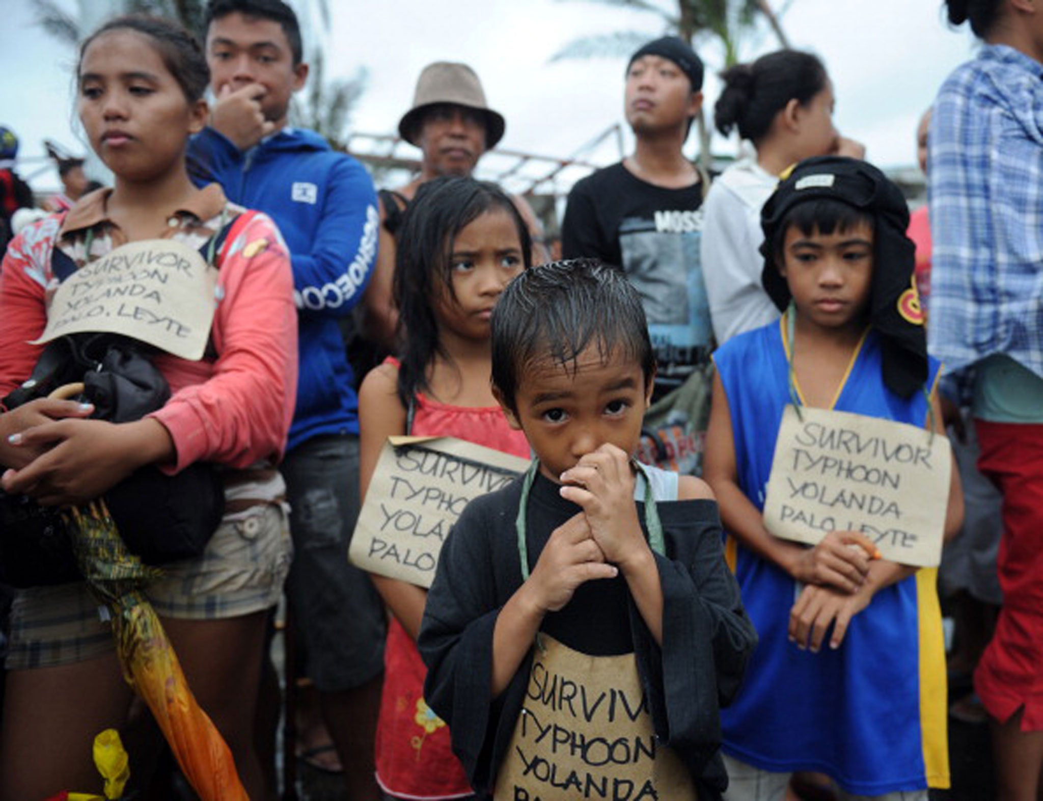 Survivors of Typhoon Haiyan wait for aid