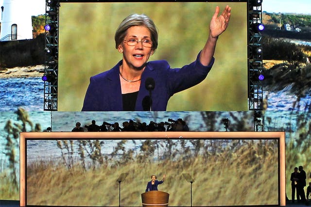Massachusetts Senator Elizabeth Warren speaks at the Democratic National Convention in 2012