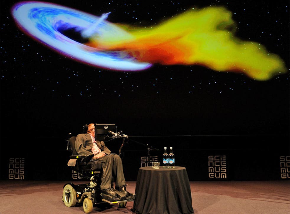 Professor Stephen Hawking during a talk at the Science Museum