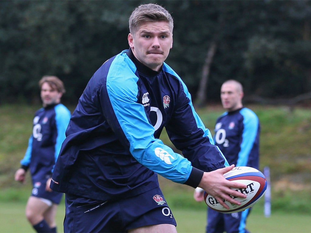 Owen Farrell during England training at Pennyhill Park
