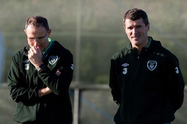 Martin O'Neill and Roy Keane take Ireland training