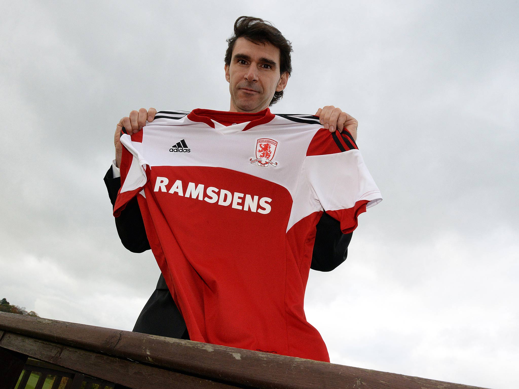 Aitor Karanka poses for the media as he is officially unveiled as the new manager of Middlesbrough Football Club