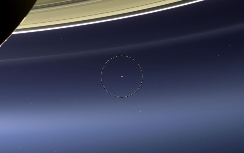 The Earth and Moon (circled). Credit: Nasa