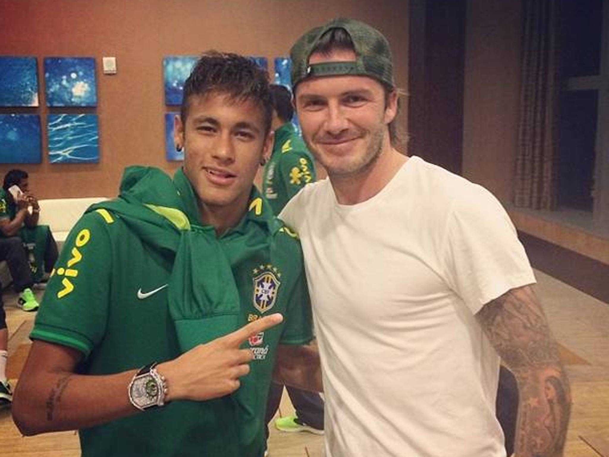 Neymar with David Beckham