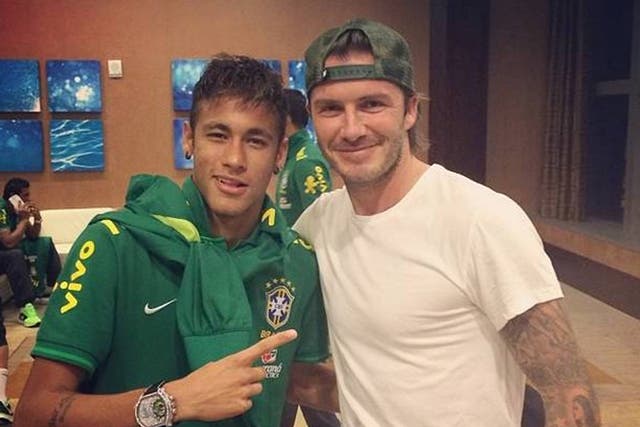 Neymar with David Beckham