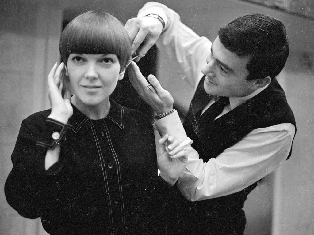 Fringe benefits: Mary Quant having her hair cut by Vidal Sassoon in 1964