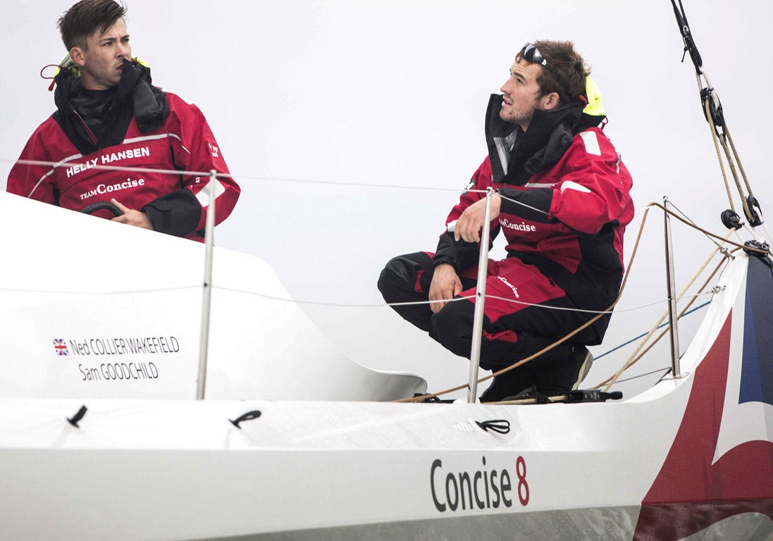 Ned Collier Wakefield (left) and Sam Goodchild have been forced out of their second Transat Jacque Vabre in succession