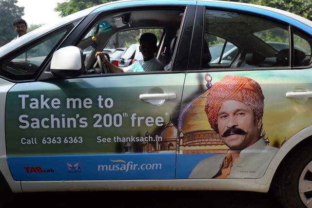 Mumbai's taxi's were offering free rides to the stadium for fans travelling to watch Tendulkar's final match