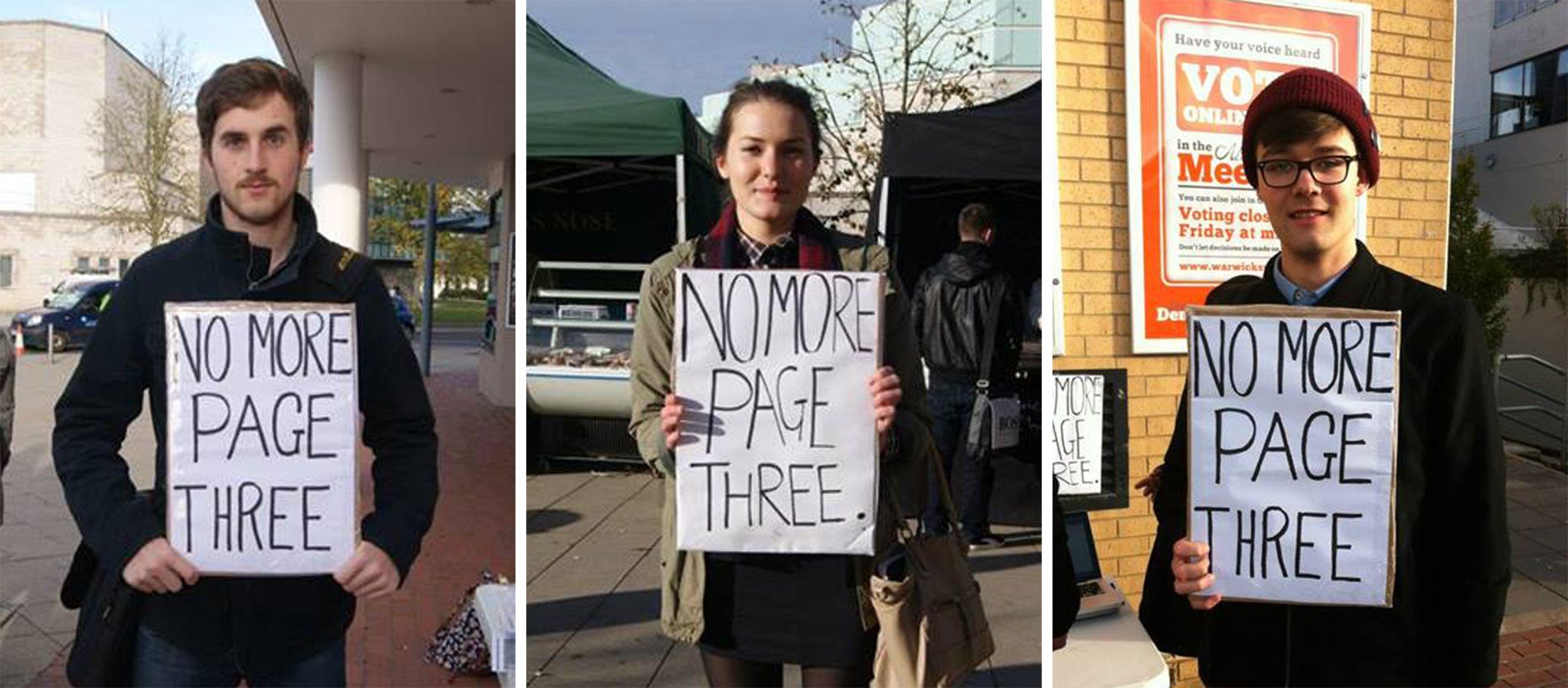 Students in Warwick protesting against Page 3