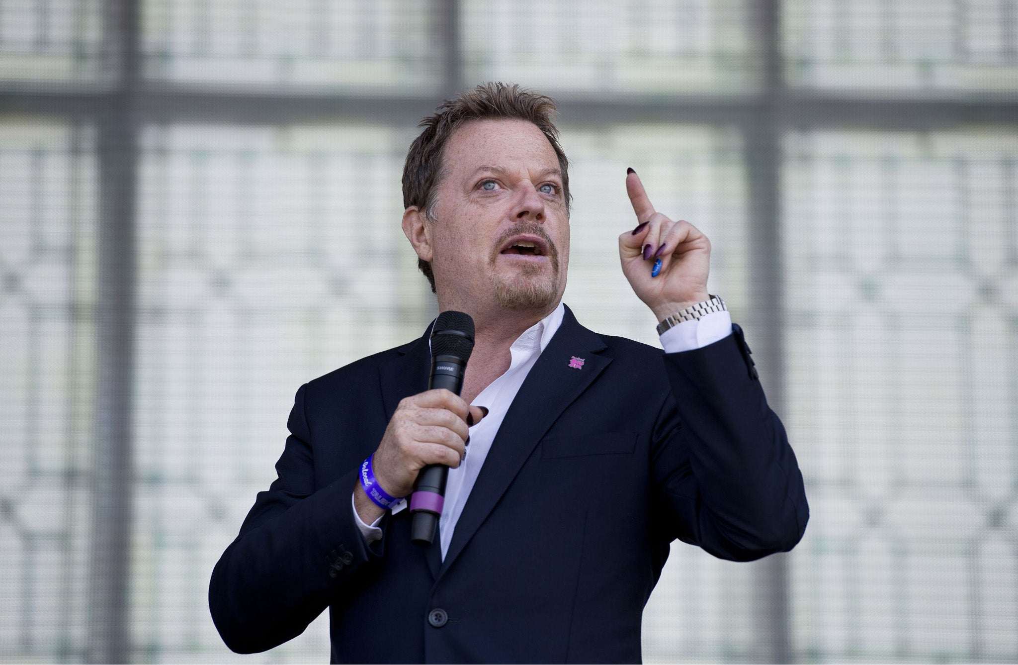 Eddie Izzard performs at the 'Go Local' festival at the Queen Elizabeth Olympic Park, July 2013