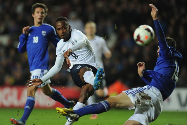 Saido Berahino tests Finland Under-21s’ defence on Thursday, when he scored twice in England’s 3-0 win 