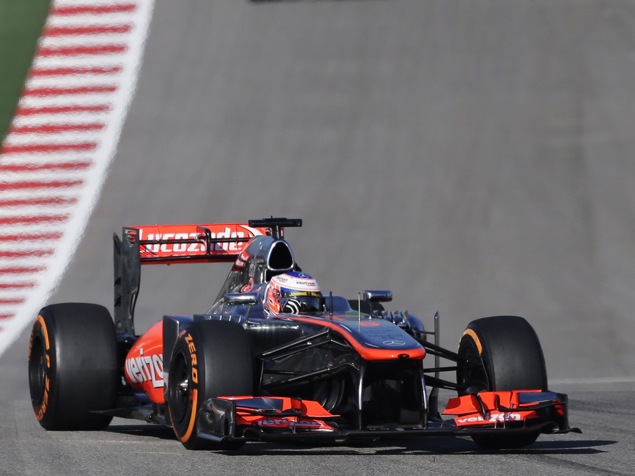 Jenson Button sets the early pace yesterday in practice for tomorrow’s US Grand Prix