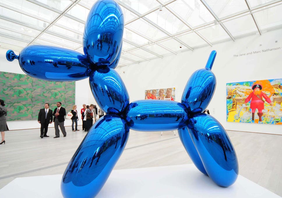 cocktails inspired art, One of Jeff Koons' balloon dogs, photographed at the opening of the Broad Contemporary Art Museum, Los Angeles, 7 Feb 2008