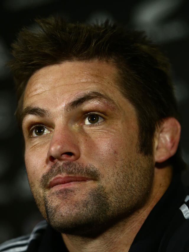 Richie McCaw of the New Zealand All Blacks speaks to media during a press conference at the Royal Garden Hotel on November 15, 2013 in London